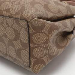 Pre Owned Coach Sage Carryall Beige/Brown Coated Canvas and Leather Satchel