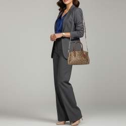 Pre Owned Coach Sage Carryall Beige/Brown Coated Canvas and Leather Satchel