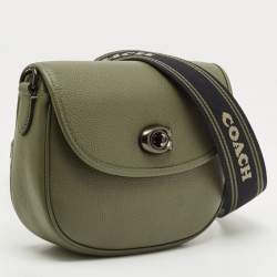 Pre Owned حقيبة كوتش كروس بودي جلد أخضر زيتوني ويلُو سادل