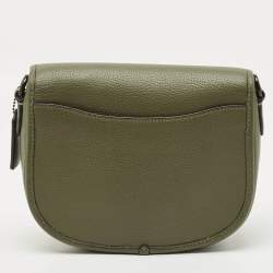 Pre Owned حقيبة كوتش كروس بودي جلد أخضر زيتوني ويلُو سادل