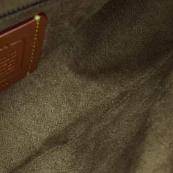 Pre Owned حقيبة كوتش كروس بودي جلد أخضر زيتوني ويلُو سادل