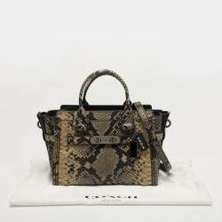 مملوكة مسبقًا Coach Swagger 27 Black Python Embossed Leather Carryall Tote
