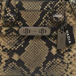 مملوكة مسبقًا Coach Swagger 27 Black Python Embossed Leather Carryall Tote