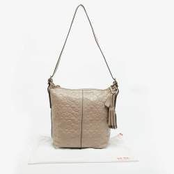 مملوكة مسبقًا Coach Legacy Tassel Taupe Signature Embossed Leather Shoulder Bag