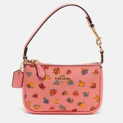 Pre Owned Coach Nolita Mini Pink Leather Vintage Rose Print Shoulder Bag