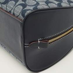 Pre Owned حقيبة كوتش سيدني دينيم وتقليم جلد بلون أزرق بحري