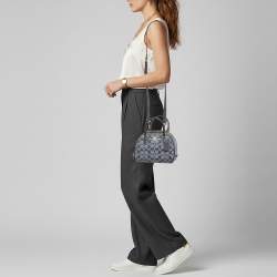 Pre Owned حقيبة كوتش سيدني دينيم وتقليم جلد بلون أزرق بحري