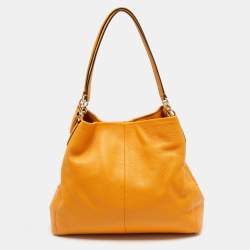 Pre Owned حقيبة كتف كوتش ماديسون فويب جلد صفراء داكنة