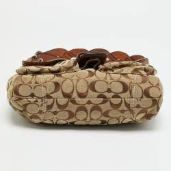 Pre Owned حقيبة كتف كوتش سوهو كانفاس بشعار بيج / بني فلاب