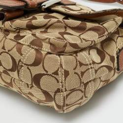 Pre Owned حقيبة كتف كوتش سوهو كانفاس بشعار بيج / بني فلاب