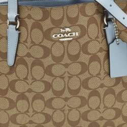 Pre Owned حقيبة يد كوتش تاتوم كاريال كانفاس مقوى شهيـرة زرقاء فاتحة/بيج جلد