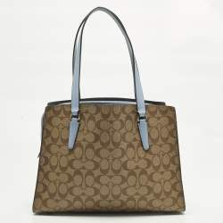 Pre Owned حقيبة يد كوتش تاتوم كاريال كانفاس مقوى شهيـرة زرقاء فاتحة/بيج جلد