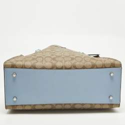 Pre Owned حقيبة يد كوتش تاتوم كاريال كانفاس مقوى شهيـرة زرقاء فاتحة/بيج جلد