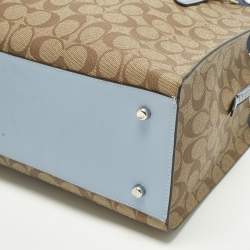 Pre Owned حقيبة يد كوتش تاتوم كاريال كانفاس مقوى شهيـرة زرقاء فاتحة/بيج جلد