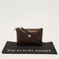 Pre Owned Coach Legacy Turnlock Choco Brown Leather Crossbody Bag