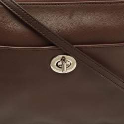 Pre Owned Coach Legacy Turnlock Choco Brown Leather Crossbody Bag