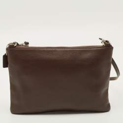Pre Owned Coach Legacy Turnlock Choco Brown Leather Crossbody Bag