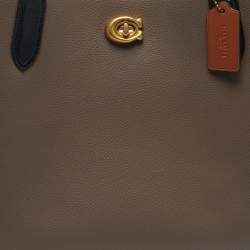 Pre Owned حقيبة يد كوتش جلد بيج/أسود بلونين ويلو