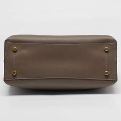 Pre Owned حقيبة يد كوتش جلد بيج/أسود بلونين ويلو