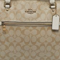 Pre Owned Coach Gallery Beige Signature Coated Canvas Tote