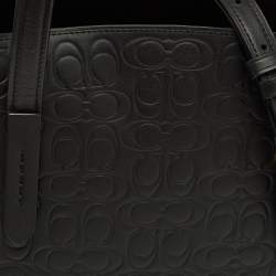 مملوكة مسبقًا حقيبة يد كوتش تشارلي جلد محفور بشعار أسود