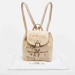 Pre Owned حقيبة ظهر كوتش كلور جلد كريمي جين ميشيل باسكيات