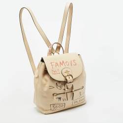 Pre Owned حقيبة ظهر كوتش كلور جلد كريمي جين ميشيل باسكيات