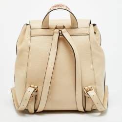 Pre Owned حقيبة ظهر كوتش كلور جلد كريمي جين ميشيل باسكيات