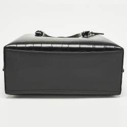 Pre Owned Coach Mollie 25 Black Croc Embossed Leather Tote