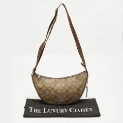 مملوكة مسبقًا Coach Pace Beige/Brown Signature Coated Canvas and Leather Crossbody Bag
