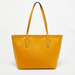 Pre Owned Coach City Yellow Leather Zip Shopper Tote