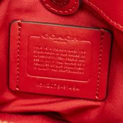 مملوكة مسبقًا Coach Lillie Carryall Mini Dark Brown/Red Signature Coated Canvas and Leather Satchel