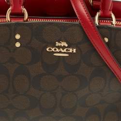 مملوكة مسبقًا Coach Lillie Carryall Mini Dark Brown/Red Signature Coated Canvas and Leather Satchel