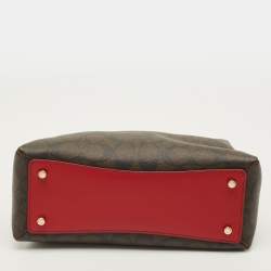 مملوكة مسبقًا Coach Lillie Carryall Mini Dark Brown/Red Signature Coated Canvas and Leather Satchel