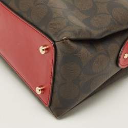 مملوكة مسبقًا Coach Lillie Carryall Mini Dark Brown/Red Signature Coated Canvas and Leather Satchel