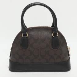 مملوكة مسبقًا Coach Cora Dome Brown Signature Coated Canvas and Leather Satchel