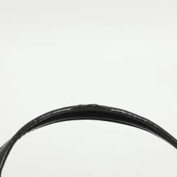 Pre Owned Coach Poppy Grey/Black Canvas and Patent Leather East West Satchel