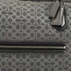 Pre Owned Coach Poppy Grey/Black Canvas and Patent Leather East West Satchel