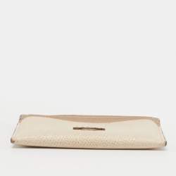 Pre Owned Coach Colorblock Beige Leather Card Holder