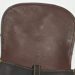 Pre Owned حقيبة كروس كتف كوتش جور معتق أزهار جلد أسود/برغندي