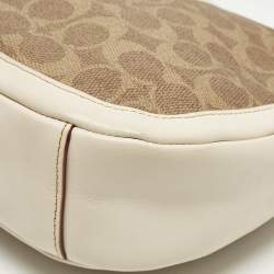Pre Owned Coach Sutton Off White/Brown Signature Coated Canvas and Leather Crossbody Bag