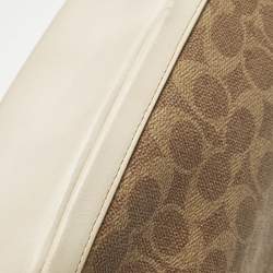 Pre Owned Coach Sutton Off White/Brown Signature Coated Canvas and Leather Crossbody Bag