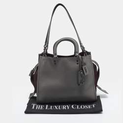 Pre Owned Coach Rogue 1941 Grey/Burgundy Leather and Suede Tote