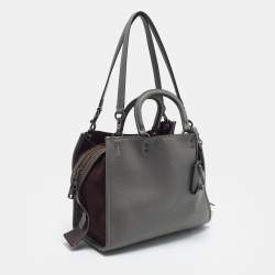 Pre Owned Coach Rogue 1941 Grey/Burgundy Leather and Suede Tote
