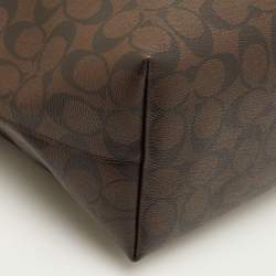 Pre Owned Coach City Zip Dark Brown/Black Signature Coated Canvas and Leather Tote