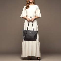 Pre Owned Coach City Zip Dark Brown/Black Signature Coated Canvas and Leather Tote