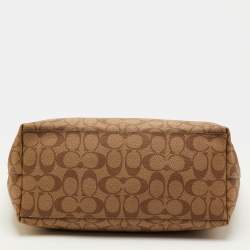 Pre Owned Coach City Zip Beige/Brown Signature Coated Canvas and Leather Tote