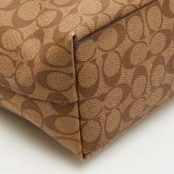 Pre Owned Coach City Zip Beige/Brown Signature Coated Canvas and Leather Tote