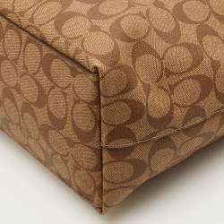 Pre Owned Coach City Zip Beige/Brown Signature Coated Canvas and Leather Tote