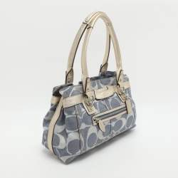 Pre Owned Coach Penelope Blue/Gold Signature Canvas and Leather Shoulder Bag